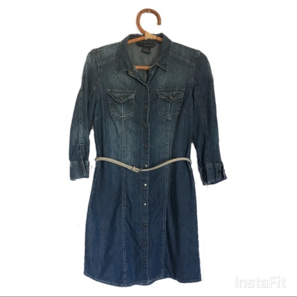 Dresses & Skirts - Calvin Klein Luxe Indigo Rinse Shirt Dress M